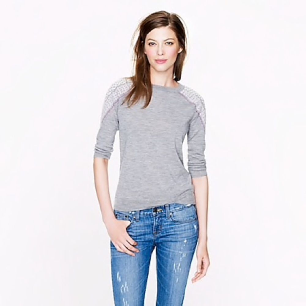 J.Crew Merino Sweater XS Shoulder Embroidery - Picture 2 of 6